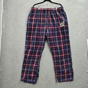 Washington Nationals Men Sleepwear XL Navy Pajama Pants Embroidery Plaid